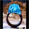 Drop levering 2021 geheime boslandschap hars hout crystal band ring handgemaakte mode-sieraden voor vrouwen en mannen 24 stijlen paar ringen Urzt