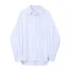 Witte revers blouse tops office dame elegante shirts vrouwen vest stijlvolle Koreaanse vintage met riem casual lente outfit set 210417