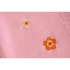 Foridol fleur papillon broderie tricoté cardigans recadrés femmes automne hiver vintage rose cardigans courts 210415