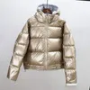 2021 Winter Down Jacket Hooded Kvinna Krage bär ljus kort kappa på båda sidor