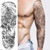 3D 섹시한 토토 임시 문신 방수 스티커 남자 바디 아트 전체 암 절묘한 패턴 문신 큰 크기