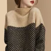 Ebaihui Jesień Wiosna Dziewiarska Turtleneck Swetry Luźny Sweter Multi Color Downing Długi Rękaw Minimalizm 211018