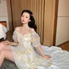 Abito floreale da donna sexy con maniche a sbuffo in pizzo chiffon stampa mini estate stile coreano vintage abiti da fata