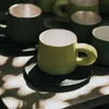 Green Nordic Luxury Ceramic Afternoon Tea Cup and Saucer Set Funny Vintage Återanvändbar kaffefilizanki do Kawy Mug BD50CS Cups Saucers