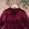 Kids Party Dresses for Girls Princess Winter Christmas Red Clothes Autumn Toddler Long Sleeve Velvet 210515