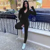 Jumpsuits Black Bodysuits Outfits Sexy para Mulher Macacões Bodycon Onesie Fall Roupas Loungewear A20267J 210712