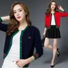 Women's Knitted Cardigan Contrast Color Round Collar Thin Short Sweater Wholesale Spring Autumn Fashion Female Clothing 211007