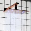 Rose Gold 28X18CM Bathroom Shower Head LED 3 Color Temperature Changing Wall Mount Shower Rainfall