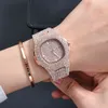 Orologio da donna in acciaio inossidabile con borchie di diamanti di marca di lusso Orologio da calendario semplice per orologio da uomo Trend Relogio Masculino Drop Ship