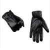 Cycling Gloves Winter Warm Women Men Unisex Solid Adult Mittens Fleece Lined Black PU Leather Motorcycle Full Finger Touch Screen1