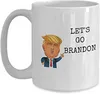 Låt oss gå Brandon rånar Rolig Donald Trump Kaffe Koppar Impeach Biden Flag FJB Amerika US 11oz Keramiska Kaffe Patriotiska Cup Presenter till Family Friends (White) M0110