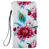 Zonnebloem lederen portemonnee kisten voor iPhone 15 14 13 Pro Max 12 11 xr XS X 8 7 Plus Fashion Flower Ananas Luipaard vlindermarmeren Wolfhouder ID -kaart Flip Cover -band