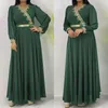 Etnische kleding Elegante Vrouwen Chiffon Moslim Abayas Temperament Evening Feestjurk Applicaties Maxi Lange Mouw Dubai Kaftan Robe