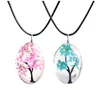 Moda Árvore artesanal de vida colar de flor resina cúpula vidro cabochão flor árvore pingente jóias para mulheres