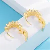 Sterling Silver Korean Double Row Zircon Hoop örhängen Kvinnor Fashion Golden Color Elegant Gorgeous Oorbellen Huggie