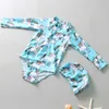 Enfant fille maillot de bain une pièce à manches longues anti-éruption col haut Uv Sun Protec Upf50 + bébé maillots de bain pour enfants fermeture éclair maillot de bain