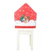 Cartoon Santa Snowman Print Christmas Chair Cover Removable Washable Seat Stool Covered Back Covering New Year Xmas Dinner Party Supplies HH0023