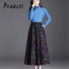 Women Skirts Winter Thick Spring Wool Blends Plaid Elegant Pleated Chic Girl Pocket Print Long Female faldas jupe femme 210520