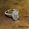 Choucong Nowe przybycie musujące luksusowa biżuteria 925 SBRINLING SREBRNY DUŻY OWAŁKOWY CUT BIG White Topaz CZ Diamond Women Wedding Pierścień Y07287E