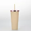 700ml Universal Tumblers Modig Rose Guld täckt frostat kaffekoppar Dubbel plast Straw Cup JJA65 Sea Shipping