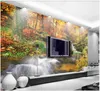 Photo Photo Wallpapers 3D Murales Wallpaper Modern Golden Autumn Autumn Forest Waterfall Cascata Telefono Sfondo Parete Carta da parete Decorazione della casa