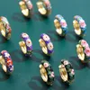 Beautiful Colors Charm Earring Basic Golden Hoop With Colorful Flower Design Pattern Multiple Optional Wholesale