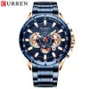 Curren Watches الرجال مضيئة الأزياء ساعة أزياء نمط المعصم مع الفولاذ المقاوم للصدأ عارضة الكلاسيكية متعددة الوظائف ووتش Q0524