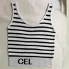 2021 Sommar Kvinnors Tube Topplista Utskrift Sexig Ärmfashion Korta Svart Vit Striped Knitting Tank Tops x0507