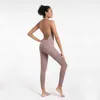 Sete pele sem encosto yoga sets elastic nua-sensação mulheres jumpsuit conjunto ginásio fitness sem mangas sportswear terno 210802