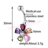 Fashion Summer Beach Bikini Belly Button Rings Stainless Steel Colorful CZ Flower Navel Ring for Girls Women Body Piercing Jewelry