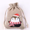 2021 Christmas Gift Bags smaller linen bag Print Santa Sack Drawstring Festival Decoration Home Decor