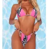 Halter Zebra Print Bikini Ladies Maillots De Bain Femmes Sexy Maillot De Bain Femme Maillot De Bain Summer Beach Wear Micro Set Orange 210520