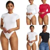 Sexy One Piece Bodycon Bodysuit Short Sleeve O Neck Open Basic White Black Red Overalls Women Body Top Skinny Rompers Female Y0927