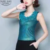 Women Camis Tank Top Bright Yarn Summer Slim Fit Lace Outer Wear Blouses Fashion Solid Floral Round Collar Clothes 9490 210417