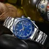 Mens Watches 44mm quartz Watch Stainless Steel blue Black dial WristWatches business affairs montre de luxe Master gift264H