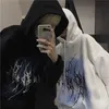 Gothic Women Bluza Harajuku Luźne Topy Punk Odzież Duży Rozmiar Hip Hop Streetwear Zima Uzzang Z Kapturem 210803