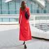 Trench da donna Giacca a vento rossa grande da donna Inizio autunno 2022 Design in stile britannico Temperamento Cappotto lungo al ginocchio sottile