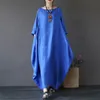 Autumn Plus Dresses Women 4xl 5xl Loose large Size O-neck White Boho Dress Long Sleeve Maxi Robe FB171 210427