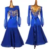 مرحلة ارتداء ملابس زرقاء قاعة الرقص فساتين للنساء الفالس الأداء القياسي للسيدات الملابس الأوروبية DCC