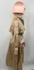 GetSpring Women Trench Coat Sismmetry Hem Long Print Sleeveシングル胸ウィンドブレイカーの女性トップ秋冬211021