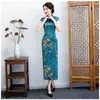 Odzież Etniczna Retro Eleganckie Kobiety Cheongsam Slim Long Qipao Sexy Wysokiej Sceny Stage Skacz Suknia Temperament Formalna Plus Rozmiar 4XL 5XL 6XL