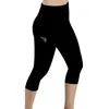 Leggings 3/4 Pantalon Femme Capri Pantalon décontracté Sport Fitness Taille haute Poches latérales Design Femme