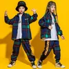 Kid Hip Hop Kleding Geruit Oversized Jassen Shirt Top Streetwear Jogger Broek voor Meisjes Jongens Jazz Dans Kostuum Kleding Set
