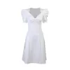 Vrouwen Frans Wit A-Lijn Sexy Bubble Jurken Casual Kleding Korte Mouw Zomer Solid Party Maxi Dress 210422