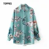 Spring Floral Printing Shirts Elegant Ladies Tops Long Sleeve Women Turn Down Collar 210421