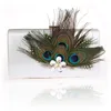 Clutch Bag Peacock Feather Pearl Evening Tassen Mode Portemonnee Diamond Party Portemonnee Bruiloft Bruids Handtassen