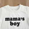 0-5Y Summer Toddler Kid Baby Boy Letter T-shirts Short Sleeve Tops Mama's boy Tee Casual Children Clothing 210515