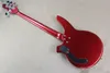 4 corde Chitarra elettrica rossa metallica con hardware cromato, circuito attivo, pickup humbucking, può essere personalizzato