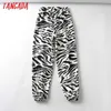 Tangada Women Pants Cargo Animal Print Strethy Waist Pants Loose Trousers Joggers Female Sweatpants Streetwear CH11 210609