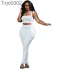 Femmes Deux Pièces Pantalons Tenues Designer Survêtements Slim Sexy Bretelles Sans Manches Tops Leggings Split Neckband Couleur Unie 8 Couleurs